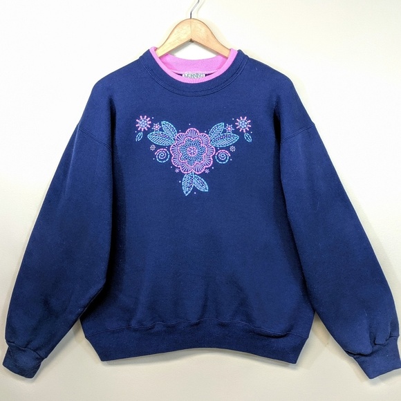 Vintage Tops - Vintage 90's Floral Granny Country Fleece